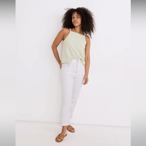 Madewell Denim - Madewell Tall High-Rise Slim Boyjean in Tile White, Size 29T